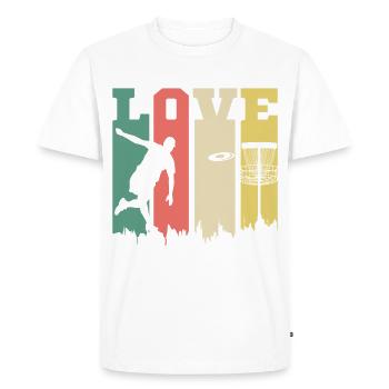 Disc Golf Frisbee Golf Ultimate Frisbee Retro Disc - Men's Premium Organic T-Shirt - white - Front - Nico (187cm)