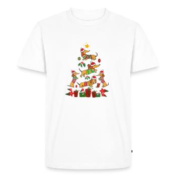 Teckel mignon arbre de Noël drôle de chien gif - T-shirt Premium bio Homme - blanc - Devant - Nico (187cm)