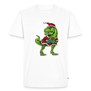 Dinosaure Noël Fa Ra Ra Rawr T rex Santa Boys - T-shirt Premium bio Homme - blanc - Devant - Nico (187cm)