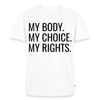 Mon corps. My Choice. Mes droits. - T-shirt Premium bio Homme - blanc - Devant - Nico (187cm)