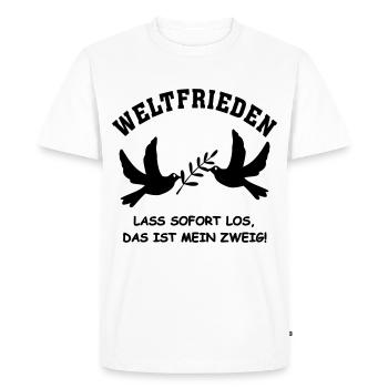 Friedenstaube * Weltfrieden Taube Frieden Peace - Männer Premium Bio T-Shirt - Weiß - Vorne - Nico (187cm)