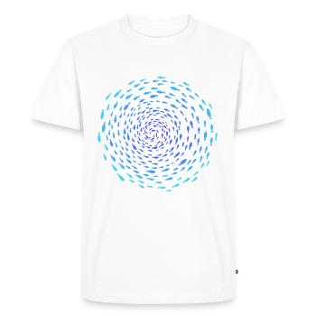 Banc de poissons en spirale - T-shirt Premium bio Homme - blanc - Devant - Nico (187cm)