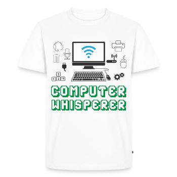 Ordinateur chuchoteur - IT Support PC - T-shirt Premium bio Homme - blanc - Devant - Nico (187cm)