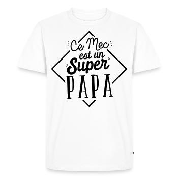 Super papa - cadeau - T-shirt Premium bio Homme - blanc - Devant - Nico (187cm)