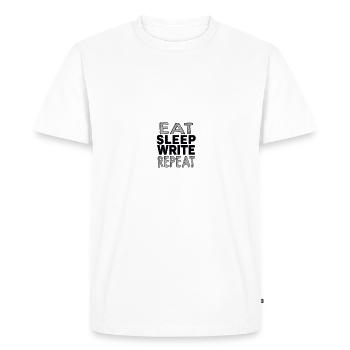 eat sleep write repeat - T-shirt Premium bio Homme - blanc - Devant - Nico (187cm)