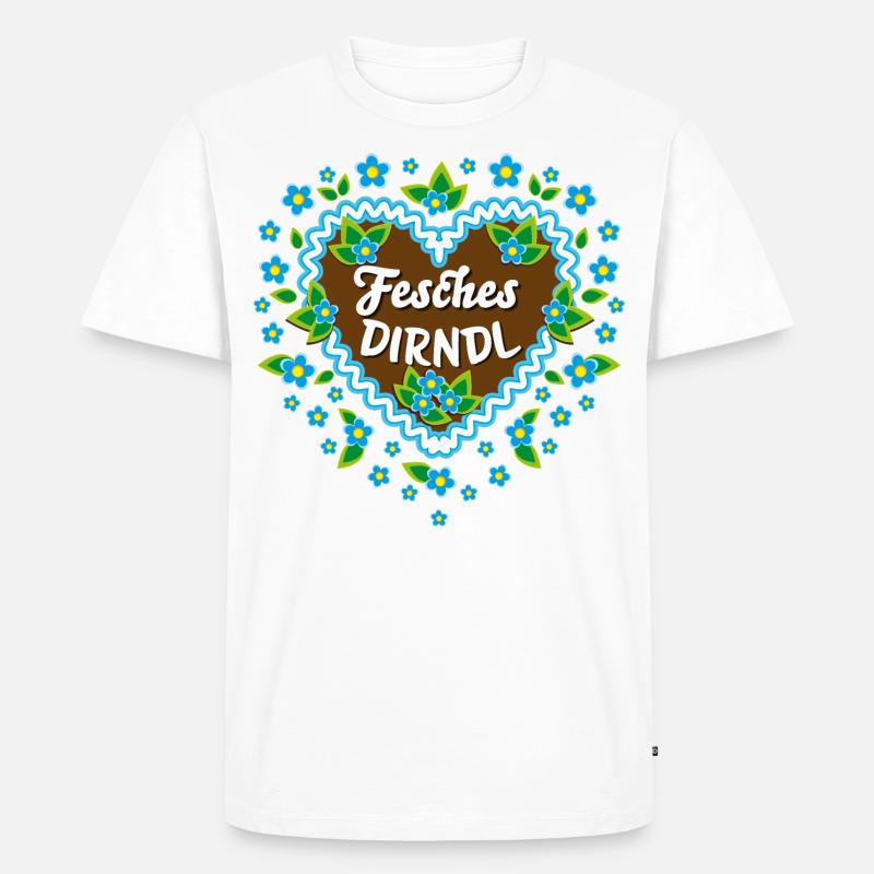 85 Lebkuchenherz Blumen Fesches Dirndl - Männer Premium Bio T-Shirt - Weiß