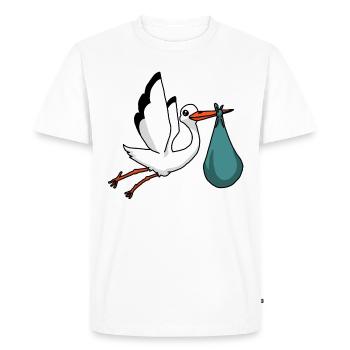 Cigogne, cigogne blanche, bébé, grossesse - T-shirt Premium bio Homme - blanc - Devant - Nico (187cm)