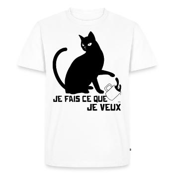 Cadeau Chat Noir Je fais ce que je Veux - T-shirt Premium bio Homme - blanc - Devant - Nico (187cm)