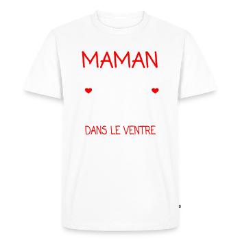 MAMAN QUAND TU ME FAIS DES CÂLINS - T-shirt Premium bio Homme - blanc - Devant - Nico (187cm)