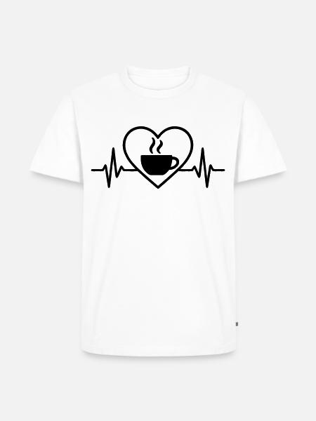 Kaffee Tasse Dampf Herz - Männer Premium Bio T-Shirt - Weiß