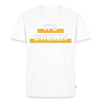 IT S BWOKEN orange - Men's Premium Organic T-Shirt - white - Front - Nico (187cm)