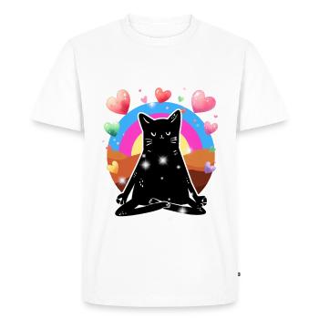 Cat Yoga Meditation - Men's Premium Organic T-Shirt - white - Front - Nico (187cm)