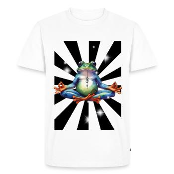 OM Yoga Grenouille Méditation - T-shirt Premium bio Homme - blanc - Devant - Nico (187cm)