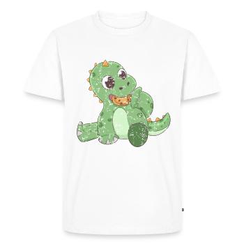 Dino Fantasy Retro Vintage Style - Men's Premium Organic T-Shirt - white - Front - Nico (187cm)