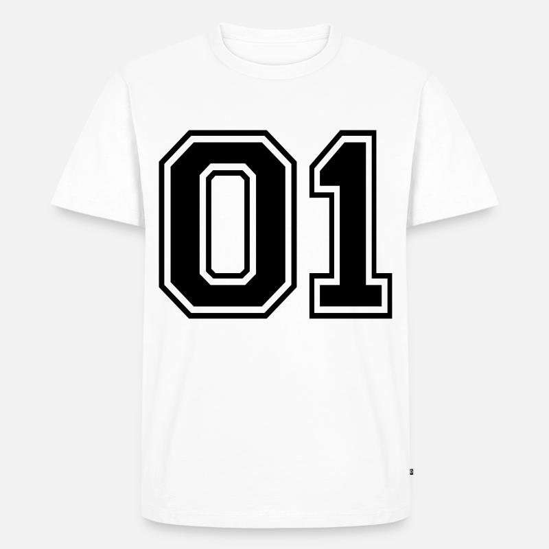 Rückennummer 01 - Männer Premium Bio T-Shirt - Weiß