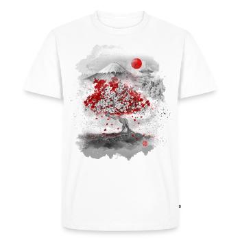 Le mont Fuji derrière un cerisier - T-shirt Premium bio Homme - blanc - Devant - Nico (187cm)