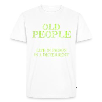 Ne pissez pas les vieux - T-shirt Premium bio Homme - blanc - Devant - Nico (187cm)