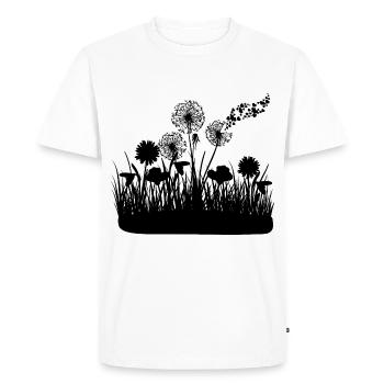 Butterfly Design Pust flowers meadow hearts - Men's Premium Organic T-Shirt - white - Front - Nico (187cm)