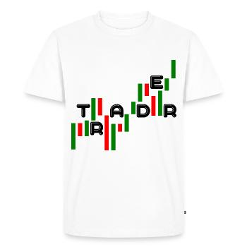Day Trader actions Bourse Investir l’Empire - T-shirt Premium bio Homme - blanc - Devant - Nico (187cm)