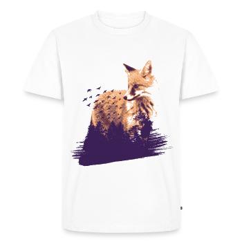 Fox nature art gift forest bird - Men's Premium Organic T-Shirt - white - Front - Nico (187cm)