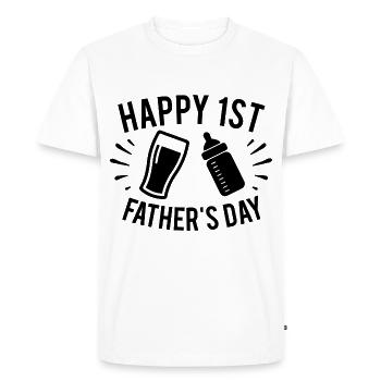 bonne première fête des pères - T-shirt Premium bio Homme - blanc - Devant - Nico (187cm)
