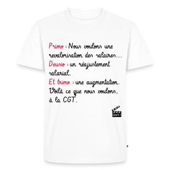 Primo Deusio Trimo - CGT - Les Inconnus - Culte ! - T-shirt Premium bio Homme - blanc - Devant - Nico (187cm)