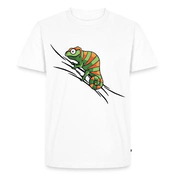 naughty chameleon climbing grin gift - Men's Premium Organic T-Shirt - white - Front - Nico (187cm)