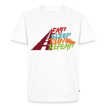 Jogging Eat Spleep Run Repeat Training Sport - Men's Premium Organic T-Shirt - white - Front - Nico (187cm)