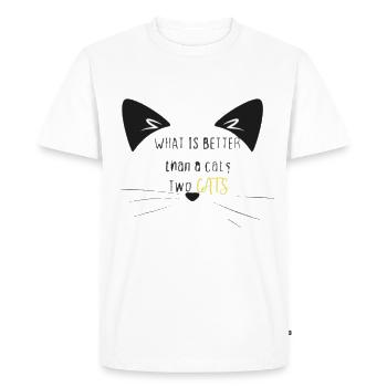 What is better than a cat? two cats, funny cat tee - T-shirt Premium bio Homme - blanc - Devant - Nico (187cm)