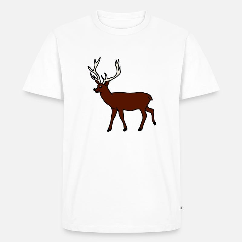 Hirsch, Waldtier - Männer Premium Bio T-Shirt - Weiß