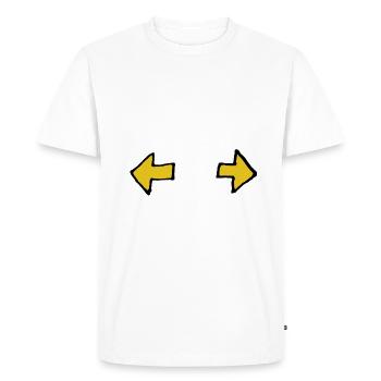Clignotants, flèches, voiture, direction, gauche, droite - T-shirt Premium bio Homme - blanc - Devant - Nico (187cm)
