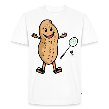 Athlète de raquette de joueur de tennis aux arachides heureux - T-shirt Premium bio Homme - blanc - Devant - Nico (187cm)