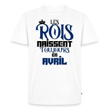Les rois naissent toujours en avril - T-shirt Premium bio Homme - blanc - Devant - Nico (187cm)