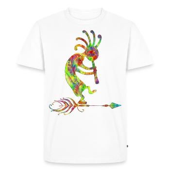 Native American Kokopelli With Feather 1 - T-shirt Premium bio Homme - blanc - Devant - Nico (187cm)