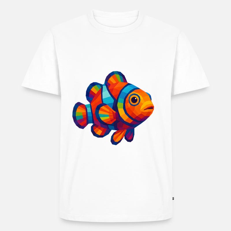 WPAP Polygon Stil Tiere - Clownfisch - Männer Premium Bio T-Shirt - Weiß