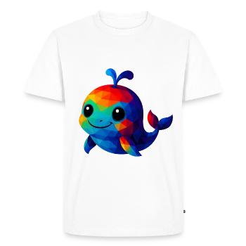 WPAP Polygon Kawaii Style Whale Animals - Men's Premium Organic T-Shirt - white - Front - Nico (187cm)