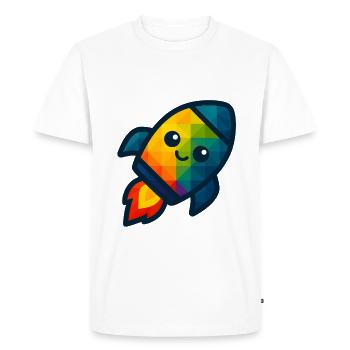 WPAP Polygon Kawaii Style Baby Toy Rocket - Men's Premium Organic T-Shirt - white - Front - Nico (187cm)