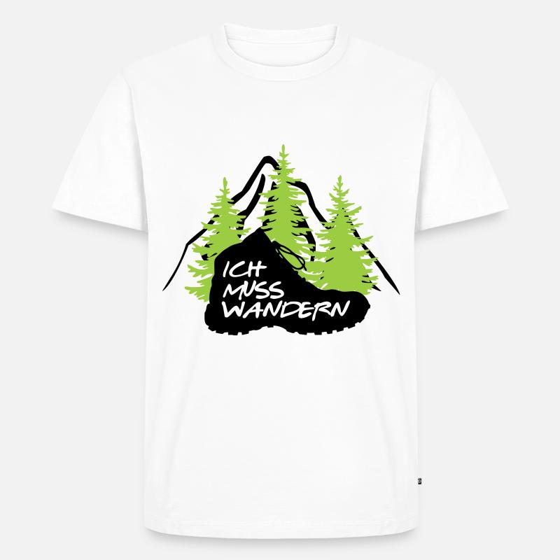 ICH MUSS WANDERN - Männer Premium Bio T-Shirt - Weiß