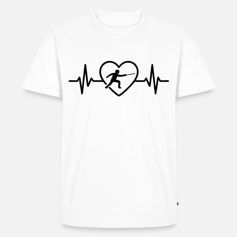 Fechten Herz - Männer Premium Bio T-Shirt - Weiß