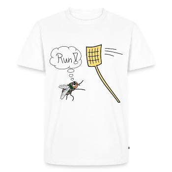Fliege lustig Renn Run Vektor Fliegenklatsche - Men's Premium Organic T-Shirt - white - Front - Nico (187cm)