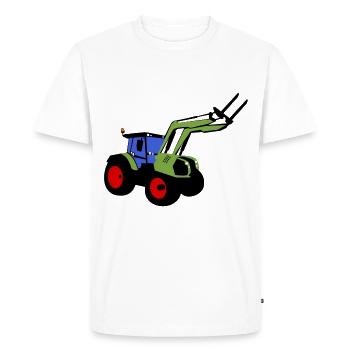 tractor, bulldog, front loader, farmer - Men's Premium Organic T-Shirt - white - Front - Nico (187cm)