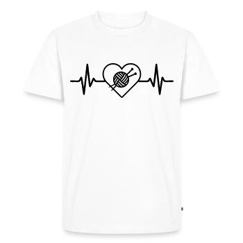 Tricoter des pelotes de laine coeur - T-shirt Premium bio Homme - blanc - Devant - Nico (187cm)