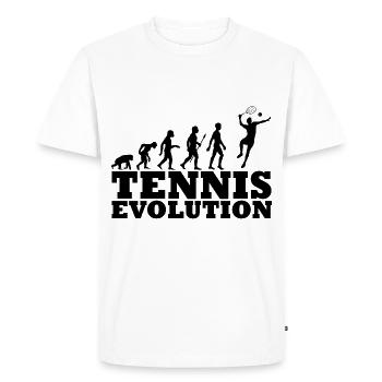 Tennis Evolution Illustration Gift Idea black - Men's Premium Organic T-Shirt - white - Front - Nico (187cm)