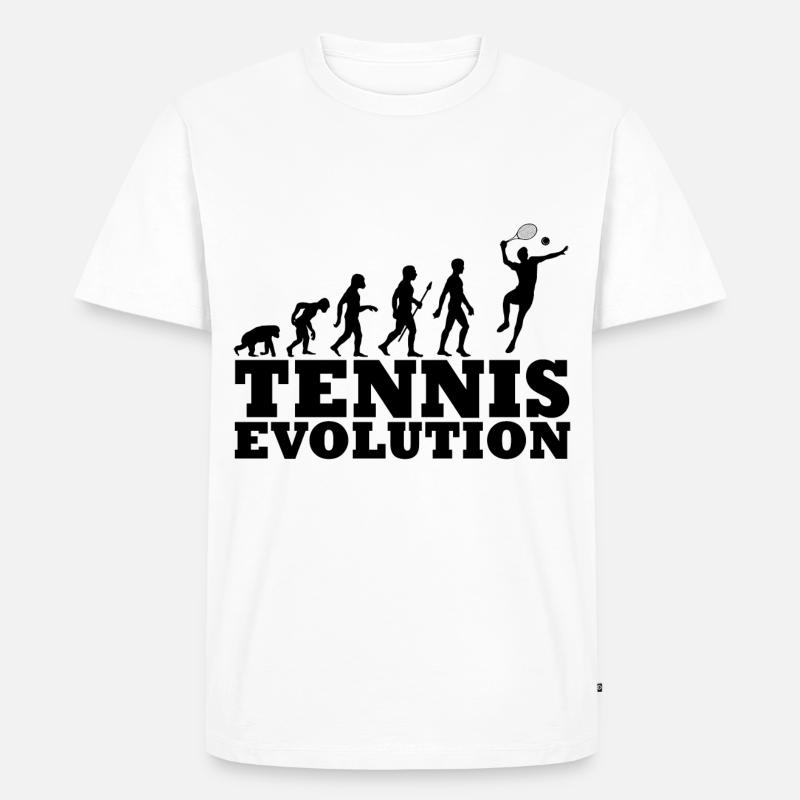 Tennis Evolution Illustration Geschenkidee schwarz - Männer Premium Bio T-Shirt - Weiß