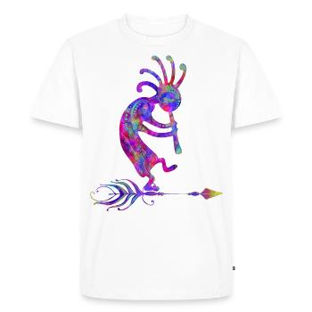 Native American Kokopelli With Feather 2 - T-shirt Premium bio Homme - blanc - Devant - Nico (187cm)
