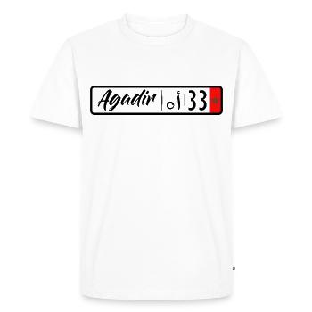 license plate Agadir 33 - Men's Premium Organic T-Shirt - white - Front - Nico (187cm)