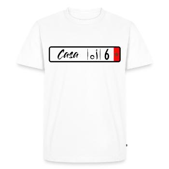 plaque d'immatriculation Casablanca 6 - T-shirt Premium bio Homme - blanc - Devant - Nico (187cm)