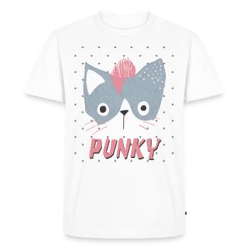 PUNCAT Punk Cat Retro Vintage - T-shirt Premium bio Homme - blanc - Devant - Nico (187cm)