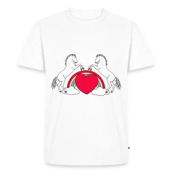 Coeur Chevaux Arc-en-ciel Cavalier Cavalier Enfants - T-shirt Premium bio Homme - blanc - Devant - Nico (187cm)