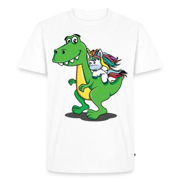 Licorne, Dino, dinosaure, T-Rex, Unicorn, Chemise - T-shirt Premium bio Homme - blanc - Devant - Nico (187cm)